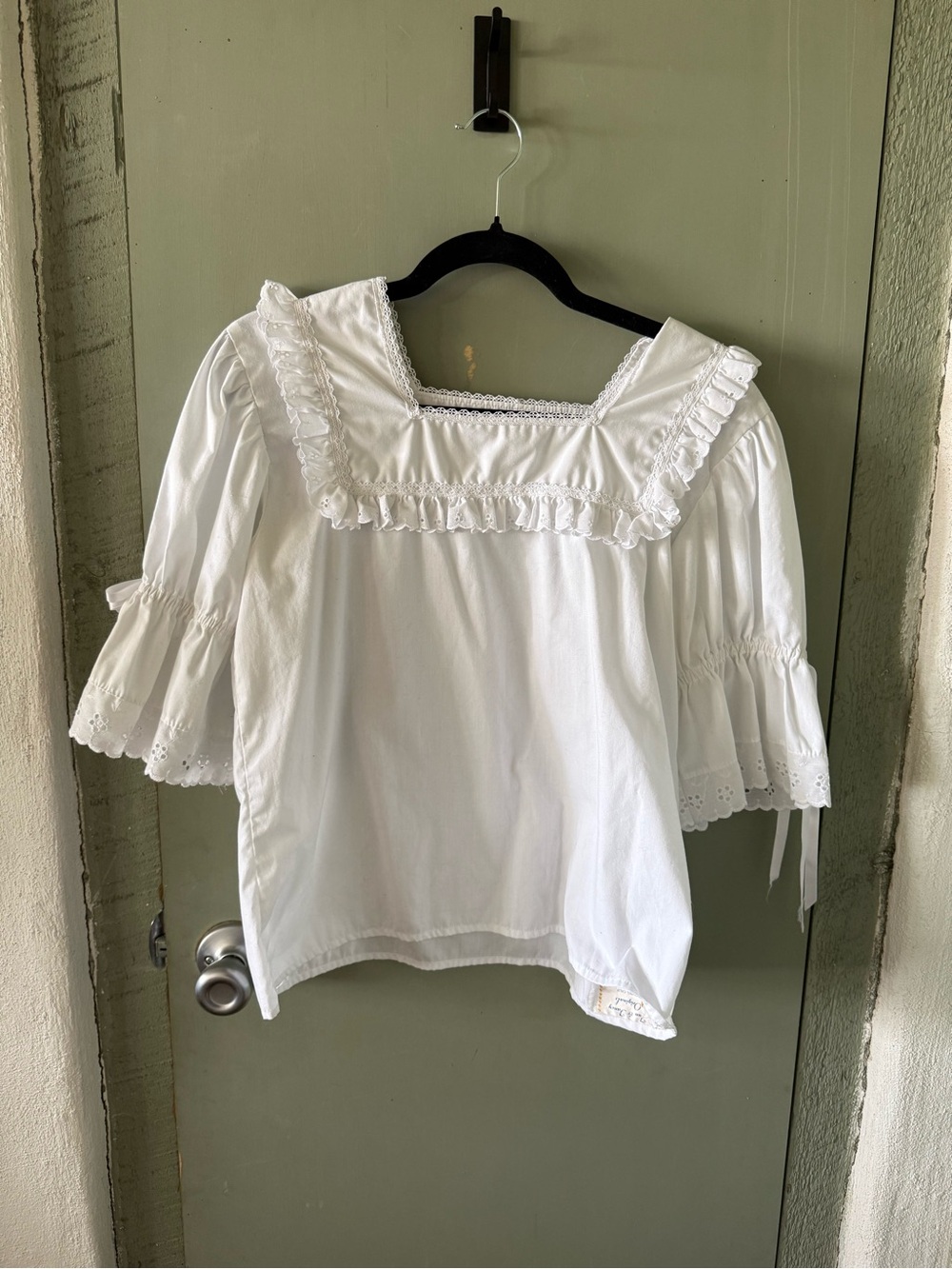 Women's White Ruffle Square-Neck Blouse